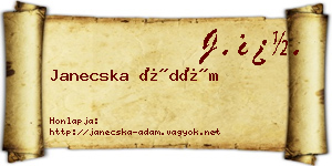 Janecska Ádám névjegykártya